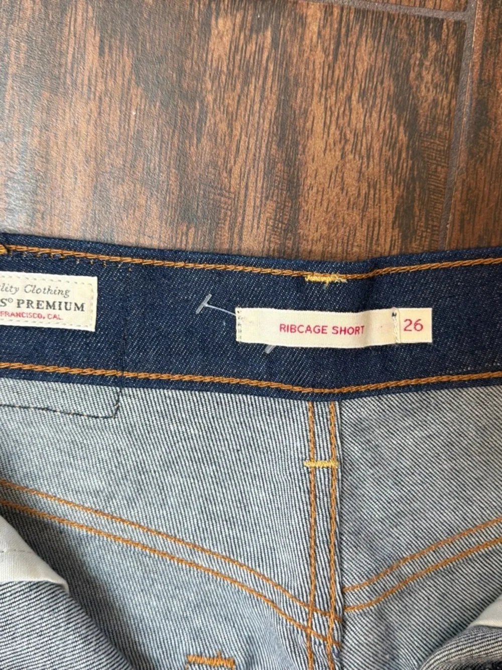 Levi's Dark Blue Denim Fringe Back-Pocket Shorts - Picture 3 of 3